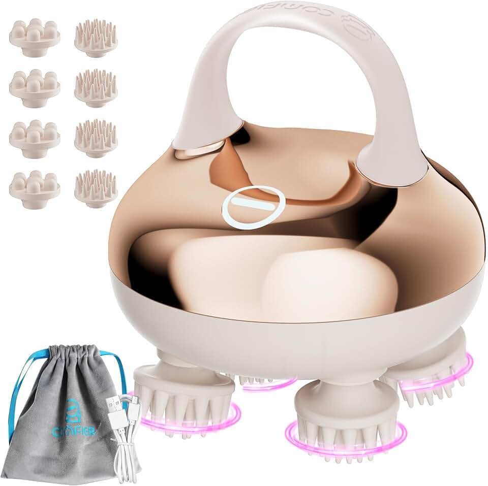 COMFIER Cordless Scalp Massager with Heat, Waterproof Electric Head Massager for Deep Scalp Cleansing, Hair Care &amp; Daily Relaxation, Rechargeable 3 Modes, Gift for Women Men Global Recycled Standard