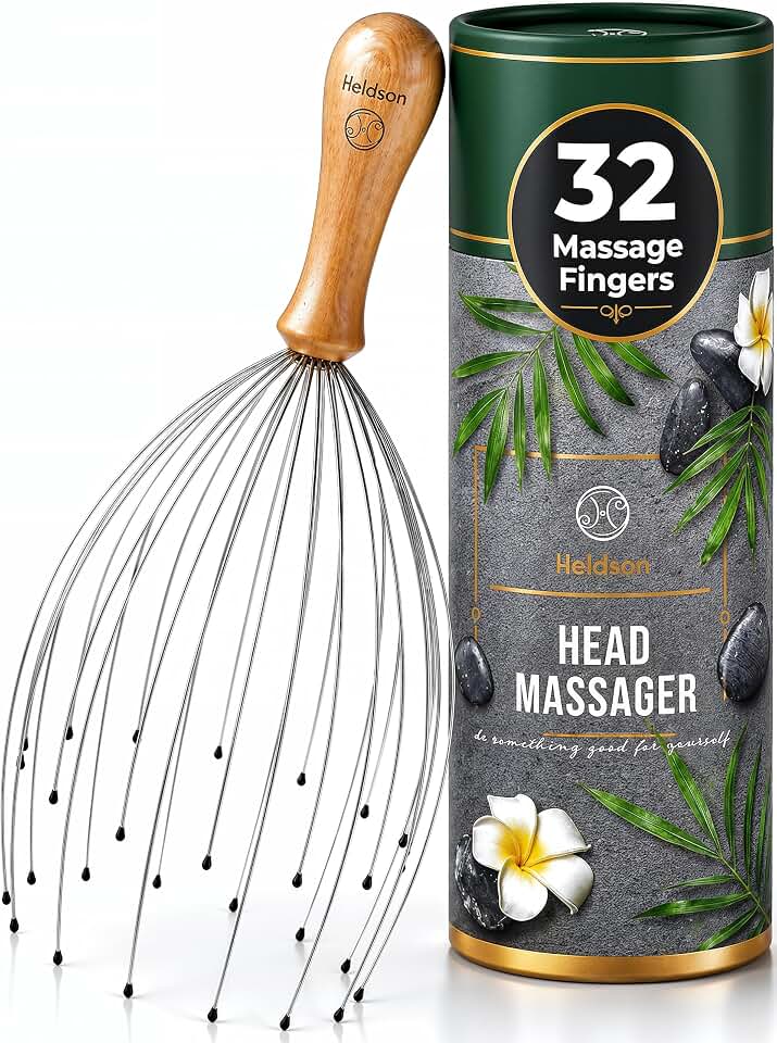 HELDSON Wire Head Massager 32 Fingers – Scalp Head Scratcher Whisk Tool | Dermatest "excellent", 32 flexible stainless steel fingers, manual head spa tool, tingling scalp &amp; neck relaxation The Forest Stewardship Council