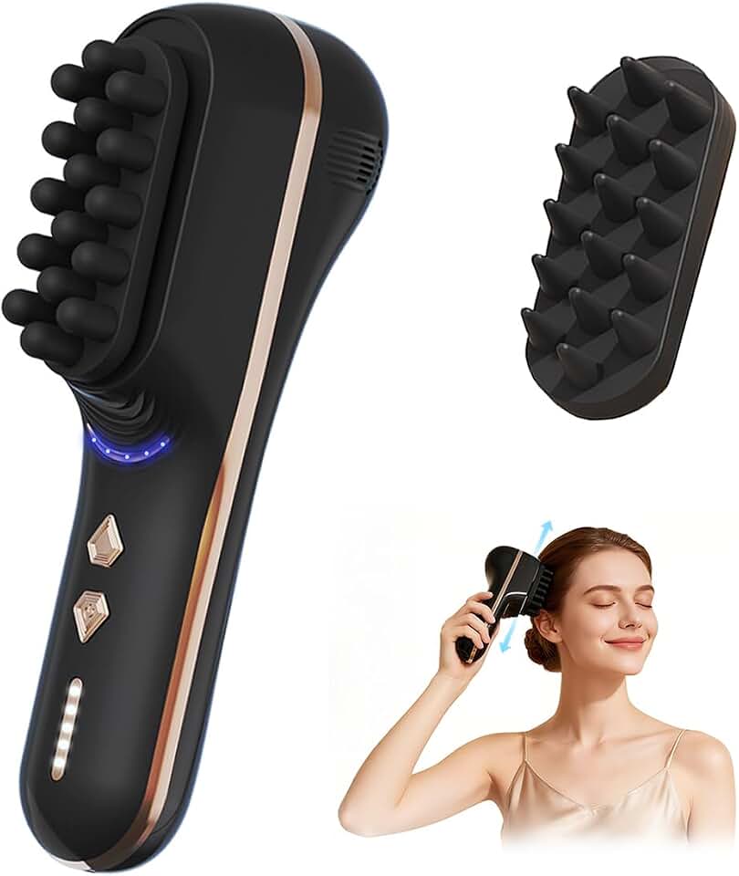 Electric Scalp Massager for Full-Body Relaxation with 5 Speeds | Rechargeable Cordless Massager,2 Interchangeable Silicone Massage Heads,Portable Use,Suitable for Home, Office &amp; Travel