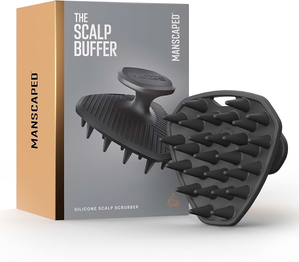 MANSCAPED® The Scalp Buffer Men’s Silicone Head Scrubber | Premium Cleansing &amp; Exfoliating Hair Brush, Ergonomic Handheld Design for Gentle Scalp Massage (1-Pack)