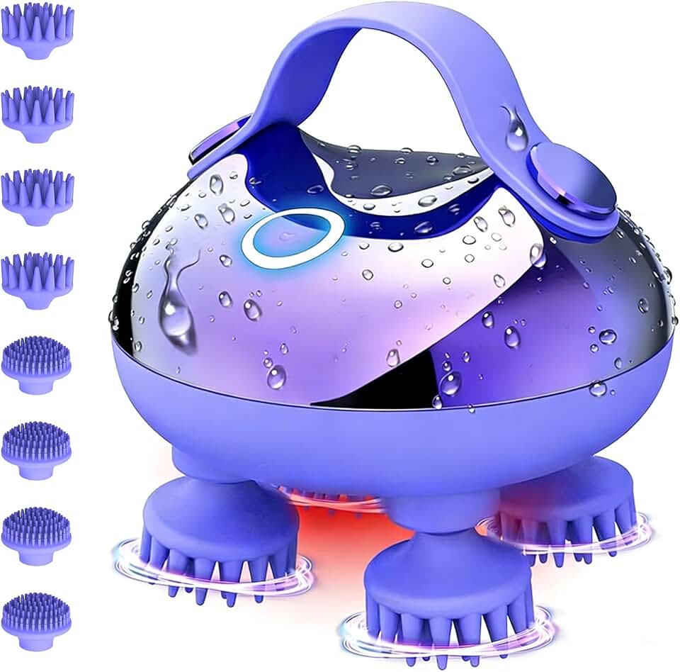 Scalp Massager Electric, Portable Scalp Massager Tool, Waterproof Head Massage Stress Relax, Hair Massagers with 3 Speed Modes &amp; 8 Massage Claws