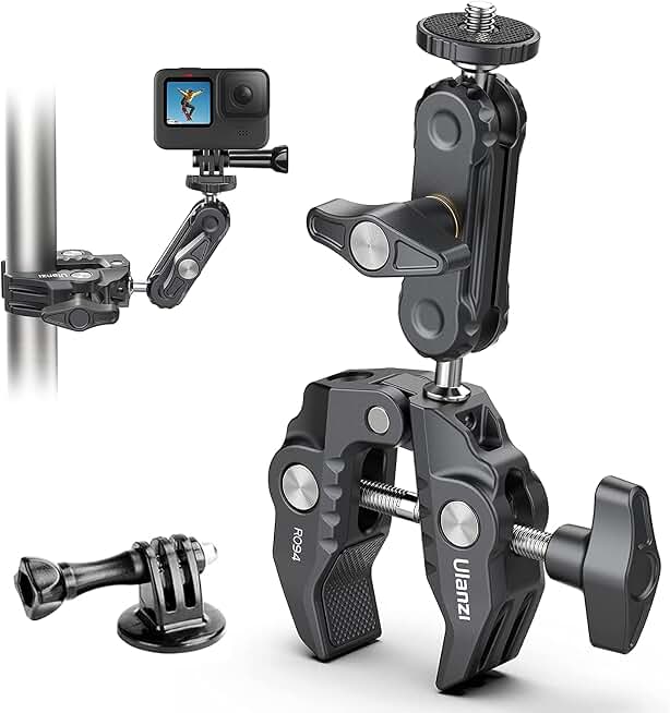 ULANZI Super Clamp Camera Clamp Mount Monitor 360° Ballhead Magic Arm Double Ball Head Adapter with 1/4"-20 &amp; 3/8"-16 Thread for Canon Nikon DSLR Camera/Gopro/LED Lights/Ronin-M/Ronin MX/Freefly MOVI