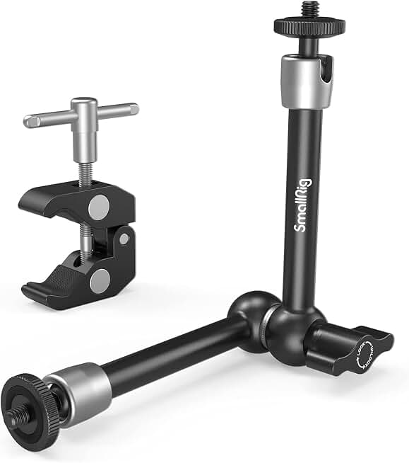 SMALLRIG 9.8 Inches Magic Arm Clamp Kit with 1/4" and 3/8" Threaded Holes | Adjustable Friction Power Articulating Magic Arm with 1/4" Thread Screw, Camera Mount for LCD Monitor/LED Lights - KBUM2732B