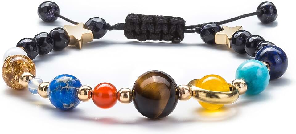 Fesciory Solar System Bracelet for Women, Universe Galaxy Beaded Jewelry Recycled Claim Standard 100