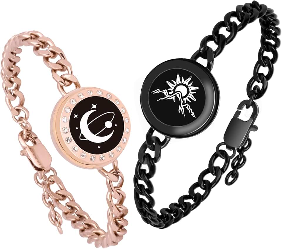 Long Distance Touch Bracelets,Couples Bracelets, Remote Smart Matching Couples Bracelet for Couples Suitable for Long Distance Relationship Girlfriend Boyfriend Passing on Love and Miss Gifts