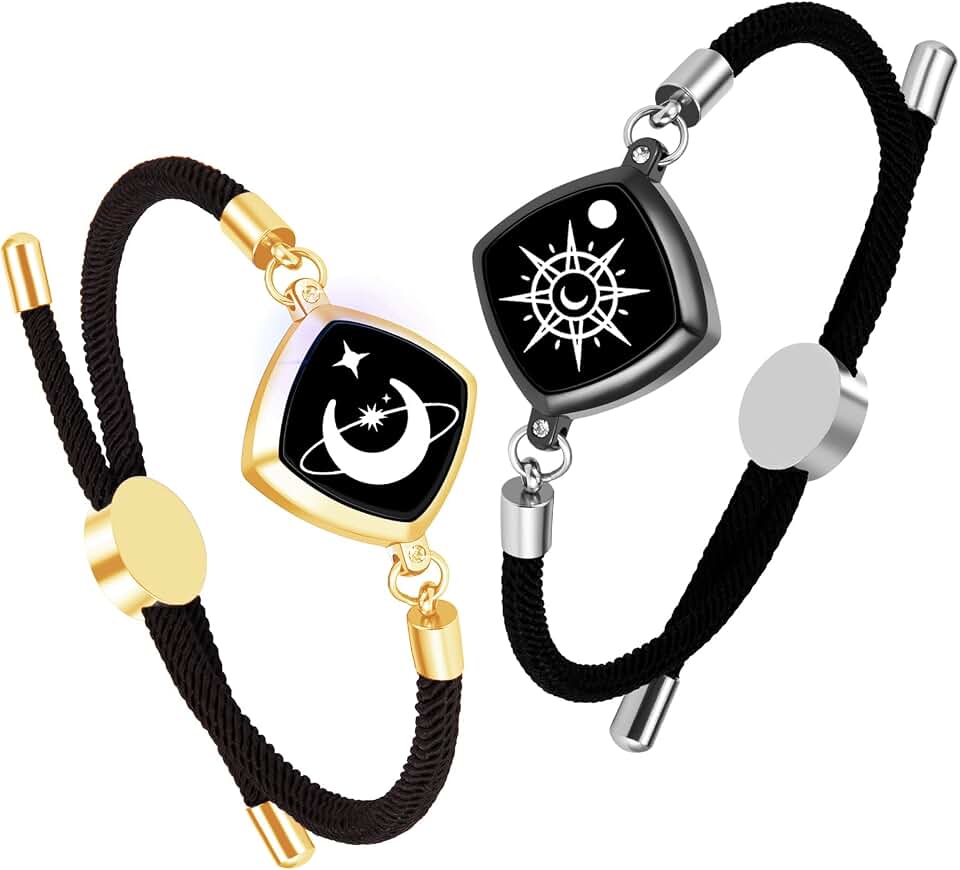 Long Distance Touch Bracelets, Vibration &amp; Light up Remote Smart Matching Couples Bracelet for Couple Long Distance Relationship Girlfriend Boyfriend Festival Gifts Lover Jewelry Set
