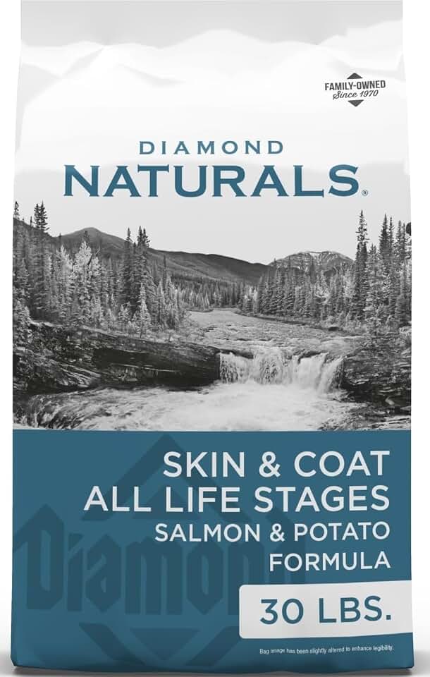 Diamond Naturals Skin &amp; Coat Puppy, Adult &amp; Senior Dry Dog Food Salmon 30lb | Real Salmon &amp; Potato | Omega Fatty Acids Help Support Healthy Skin &amp; Glossy Coat | Guaranteed Probiotics &amp; Superfoods