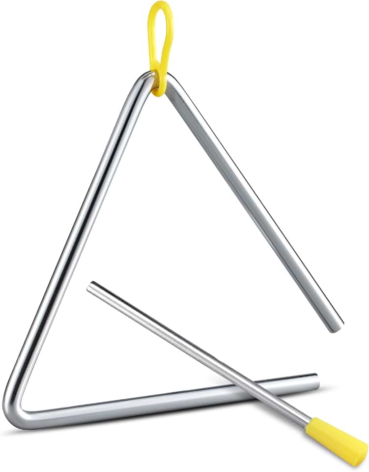 TIPTAP Hand Percussion Triangle, 6IN Musical Steel Triangle featuring Striker, Percussion Instrument with Exquisite Sound, Instrument for Orff Music Education