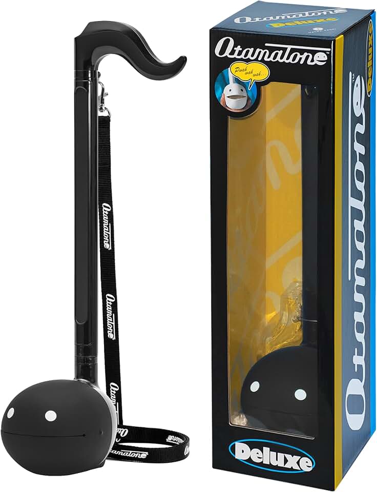Otamatone Deluxe Japanese Electronic Synthesizer Musical Instrument - Black | Portable Digital Synthesizer from Japan by Maywa Denki featuring 3.5mm Aux Jack &amp; Strap, Unique Gift for Teens &amp; Adults