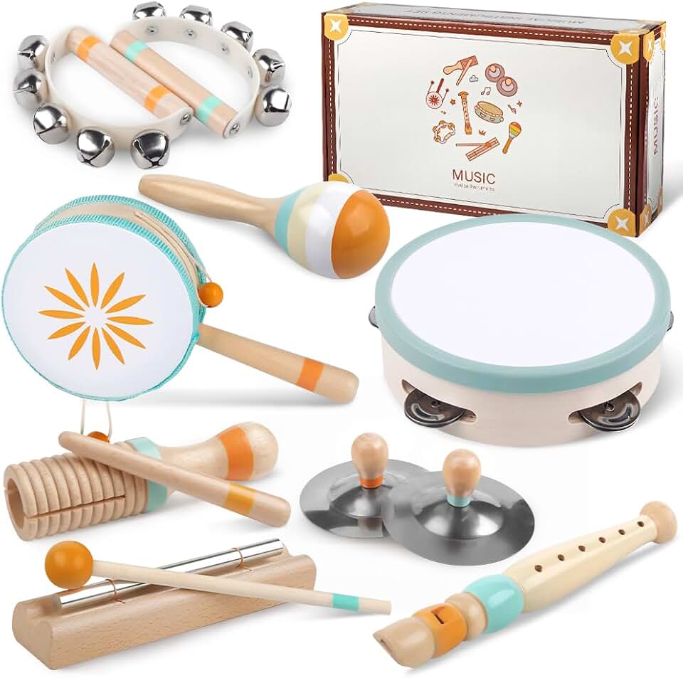 Toddlers Musical Instruments-Baby Montessori Wooden Toys for 18 Month+ | Kids Percussion Instruments Musical Toy for Preschool Kids,Christmas Birthday Gift for Little Boys Girls