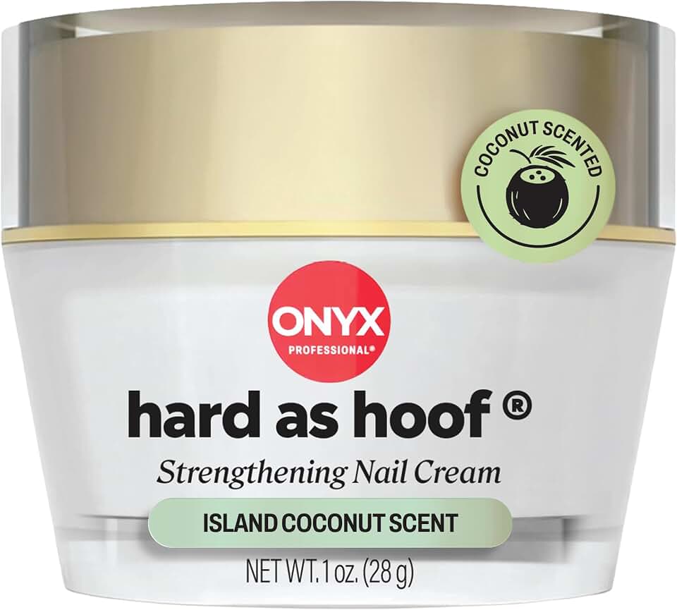 Onyx Professional Hard as Hoof Nail Strengthening Cream, Island Coconut 1oz | Made in USA, Nail Growth and Conditioning Cuticle Cream Stops Splits, Chips, Cracks &amp; Fortifies Nails