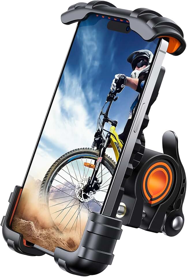 Lamicall Bike Phone Holder Motorcycle Mount - One-Hand Operation, Lockable | 360° Rotation Handlebar Clamp for 4.7-6.8" iPhone 17 Pro Max Air,Rubber Protect, Road Mountain Bike E-Bike Scooter Holder