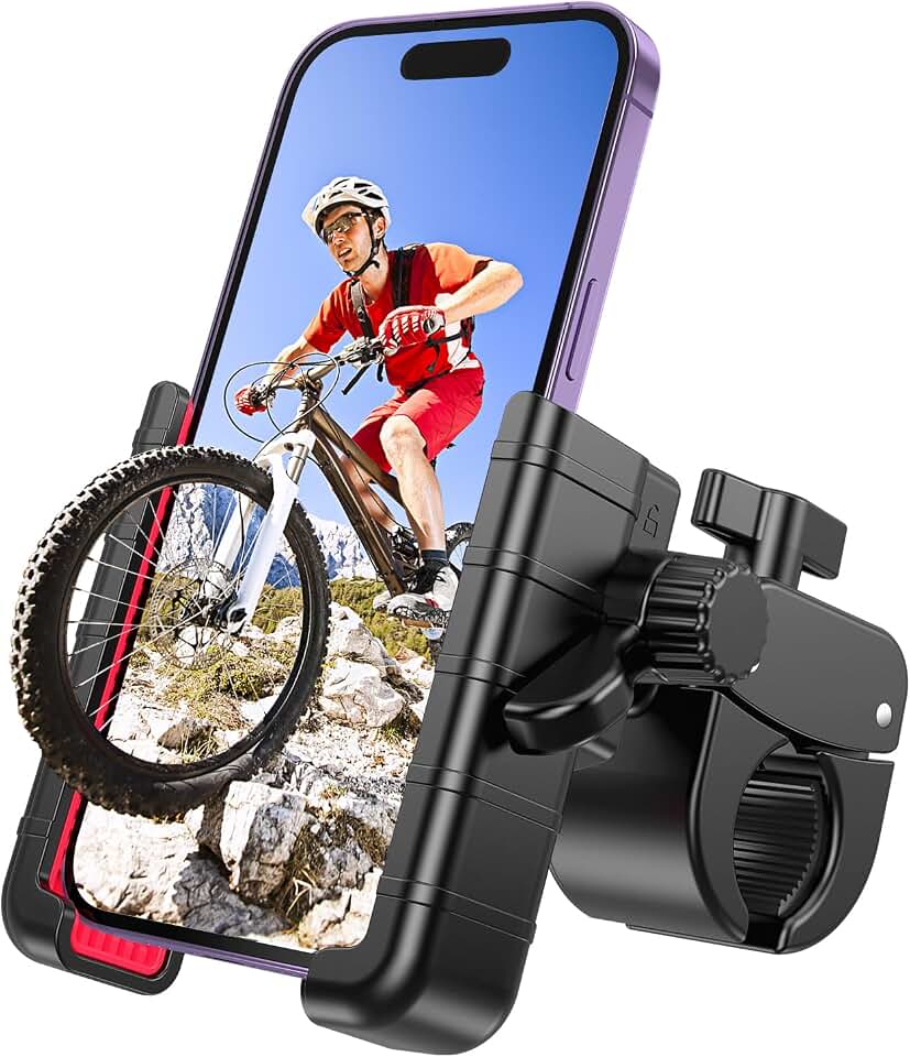 Bike Phone Holder, Handlebar Mount for Motorcycle, Scooter, Mountain, Ebike | Anti-Shake, 360° Rotation, Quick Lock, Secure Clamp for 4.5-7.0" Phones, Cell Phone Mount for Bicycle, E-Scooter, Motorbike ClimeCo Certified