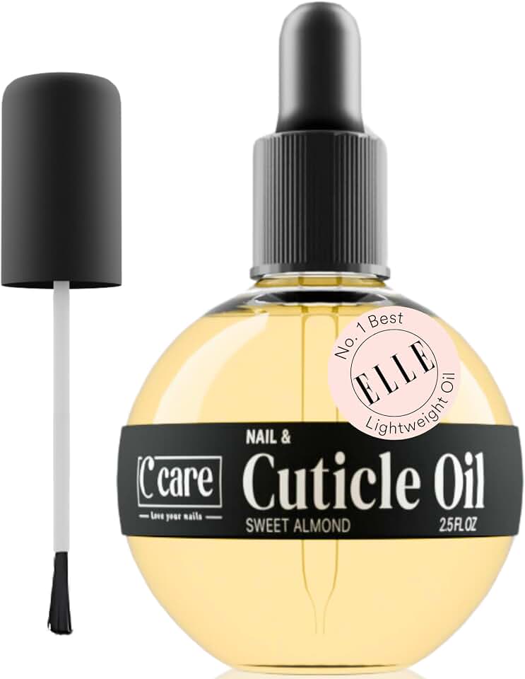 C CARE Sweet Almond Cuticle Oil for Nails, 2.5 oz – Overnight Cuticle Repair Oil for Dry Cuticles, Nail Strengthener &amp; Moisturizer, Features Dropper &amp; Brush