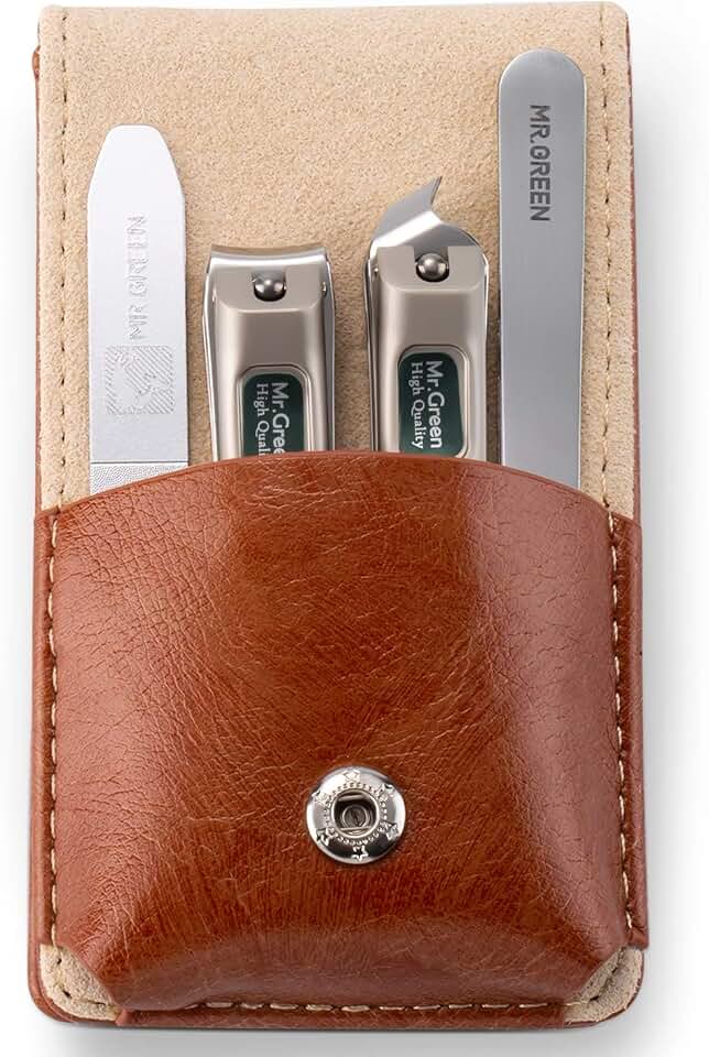 MR.GREEN Nail Clipper 4Pcs Set, Stainless Steel Manicure Pedicure Set, Medical Grade Grooming Kit with Travel Case Gift Box for Men &amp; Women