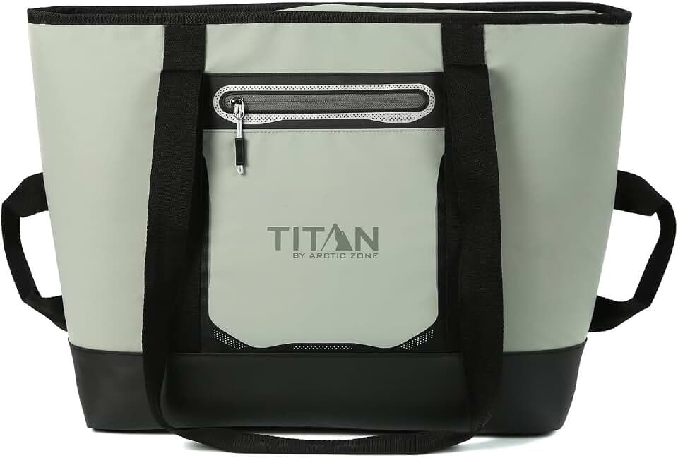 Titan 30 Can Cooler Tote, Keeps Ice Up to 3 Days | Insulated bag, leak proof lining, shoulder straps, water and stain repellent exterior, for camping, road trips, groceries