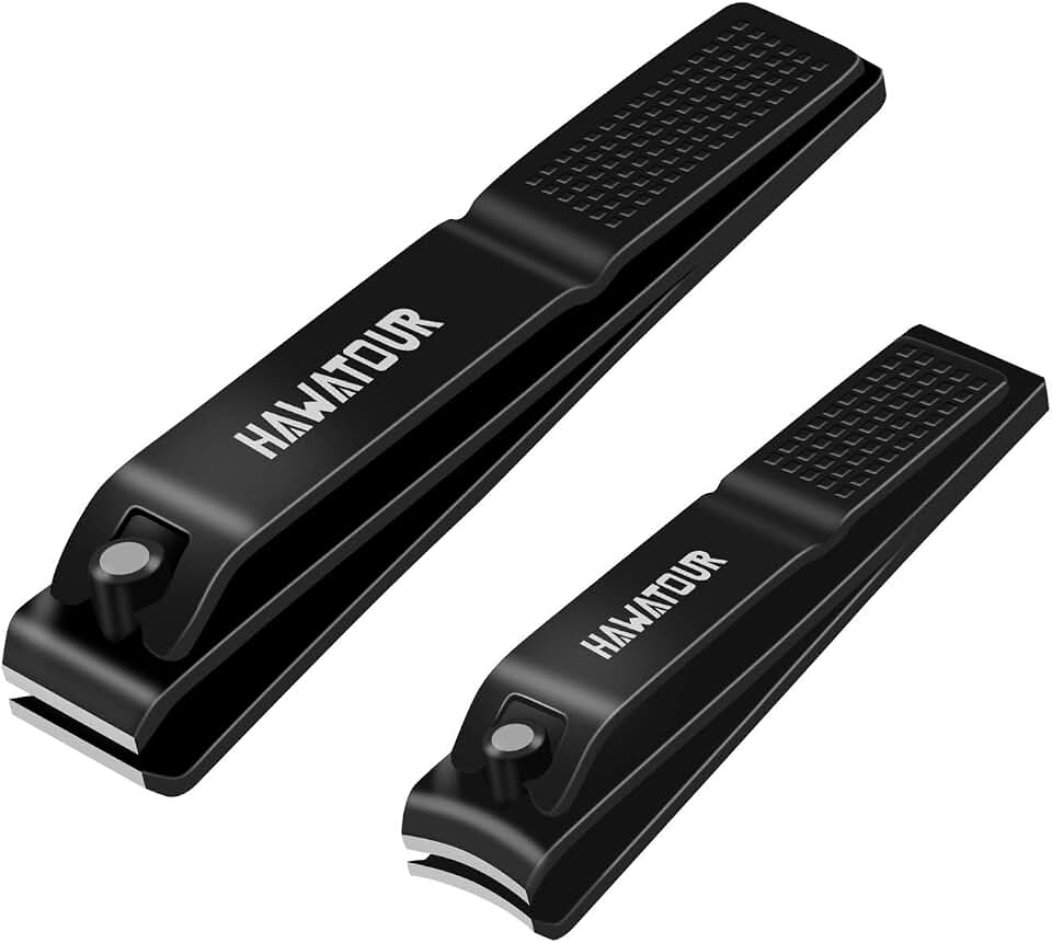 HAWATOUR Nail Clippers Set with Visibly Tin Case, Black | Ultra Sharp, Sturdy Fingernail and Toenail Clipper Trimmers