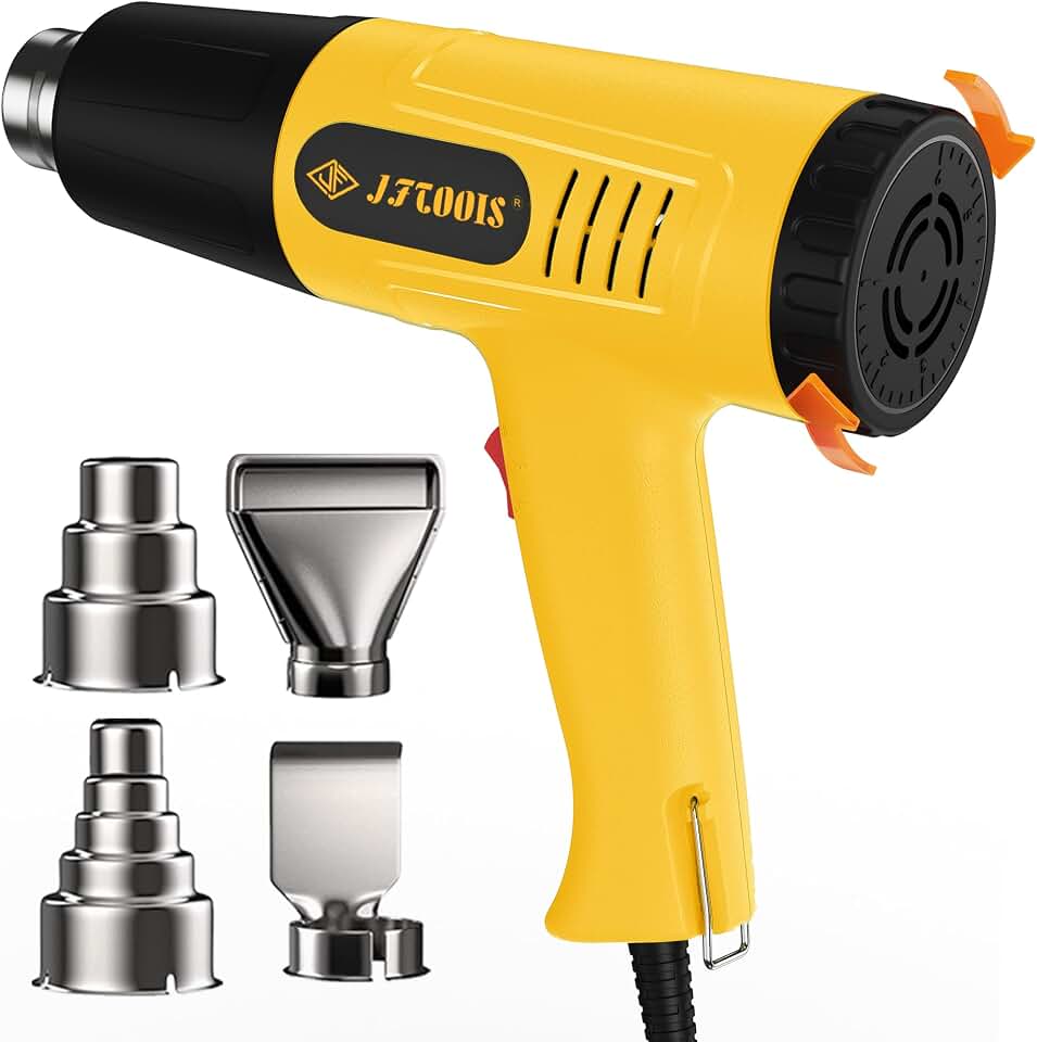 Adjustable Heat Gun, 900W Hot Air Gun 50-650℃ Temperature Control, | with 50-650℃ temperature control, 4 nozzles included. Ideal for resin crafts, DIY, repair and shrink tubing