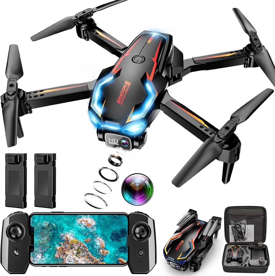 Drone with Camera for Adults, 2K HD FPV Drones with Upgraded Altitude Hold, One-Key Take Off/Landing, Speed Adjustment, Headless Mode, 2 Batteries, Toys Gifts for Teen Boys Girls, Beginner