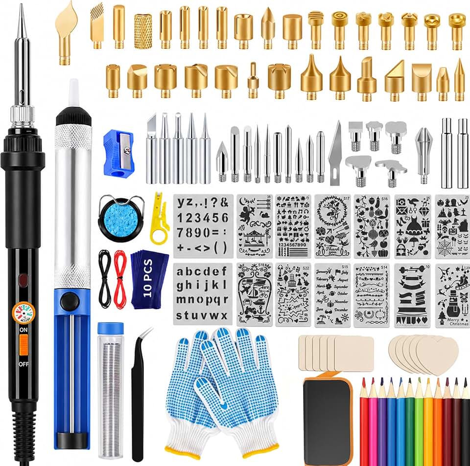 118PCS Wood Burning Kit, 60W Wood Burner, 59 Tips, 220-480°C | Versatile for wood, leather, cork and other craft materials, supporting burning, carving, embossing, cutting and soldering