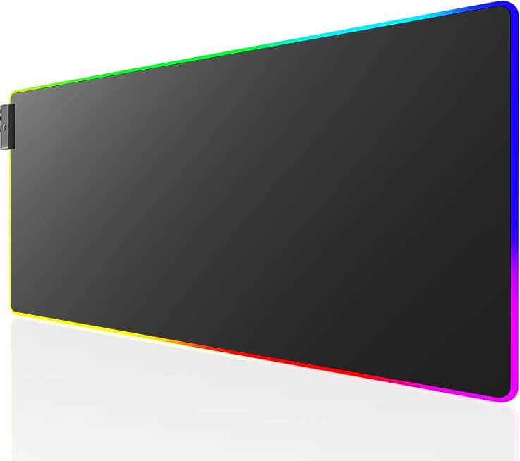 KTRIO RGB Large Gaming Mouse Pad, 31.5 x 11.8 in, RGB Black, XL | Smooth Micro-Weave Surface, RGB Lighting Design, Non-Slip Rubber Base, Durable Stitched Edges, Office &amp; Home Use Recycled Claim Standard 100