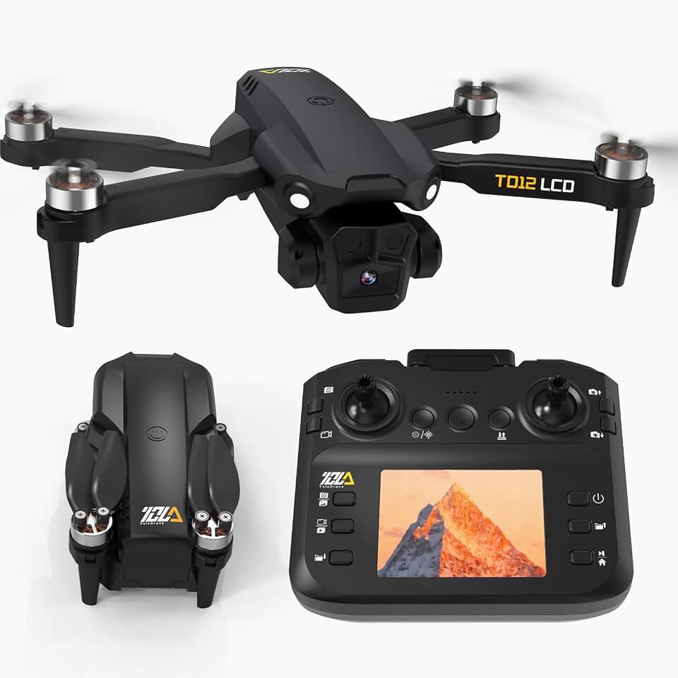 Drone with Camera LCD Screen RC FPV Drone featuring Brushless Motor Professional Live Video UHD, Drones for Adults Foldable Mini Quadcopter for Beginners, 360° Flips Support 32G SD Card MAX Under 250G Gifts