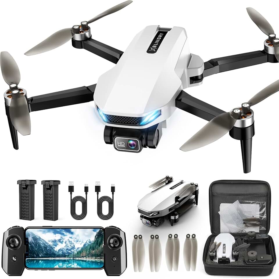 GPS Drone with Camera for Adults, 2K HD GPS Drones featuring Auto Return, Follow Me, Circle Fly, Waypoint Fly, Optical Flow, Brushless Motor, Foldable 5G Transmission FPV Quadcopter
