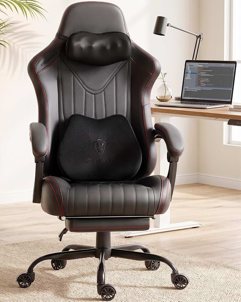 Dowinx Ergonomic High Back Gaming Chair for Adults with Massager Black | Shiatsu Neck Massage and Dual Point Massage Lumbar Pillow with Pocket Spring Cushion, 90-145°Recline for Home Office Gaming The Forest Stewardship Council