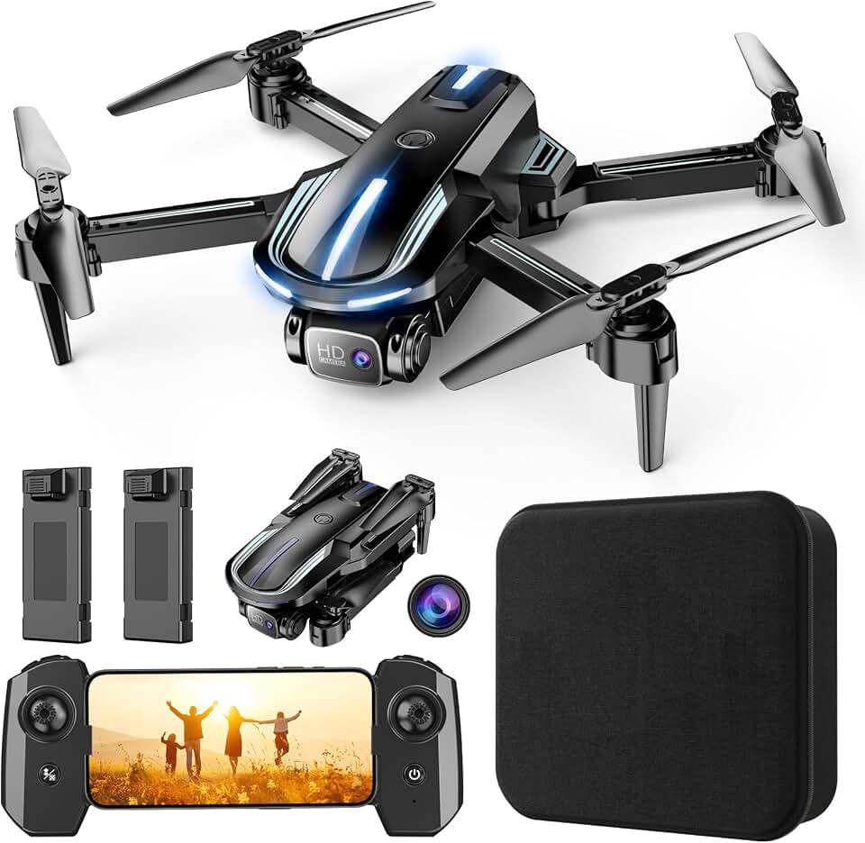 Drone with Camera for Adults Beginners Kids, Fun 1080P Foldable Mini Drone for Exciting Indoor Outdoor Play, RC Quadcopter with 2 Batteries, One Key Start, Simple to Fly, Altitude Hold, 3D Flips