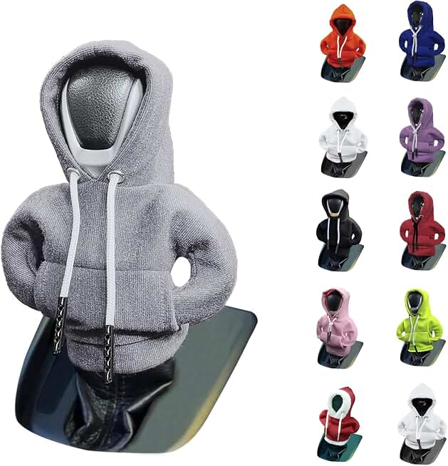 vvag Gear Shift Hoodie, Hoodie Car Gear Shift Cover, Car Shift Knob Hoodie, Automotive Interior Accessories, Universal Fit Knob Cover Gift (Gray)