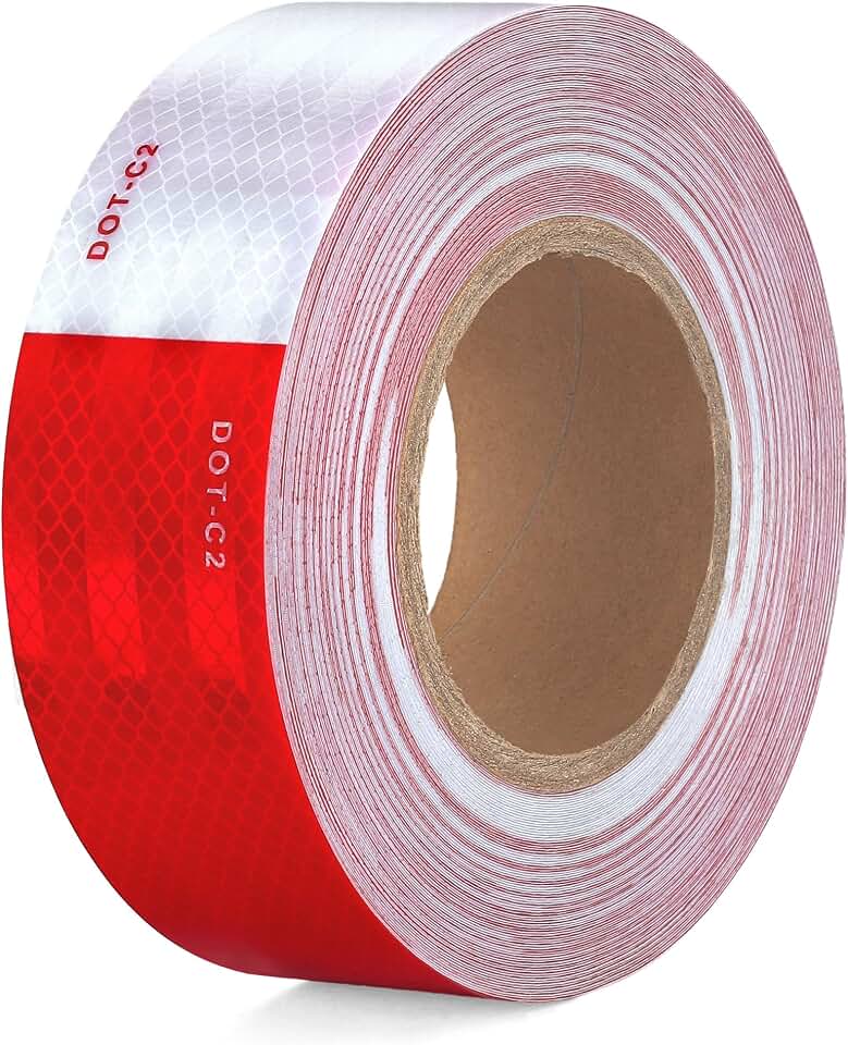 UIOCSSC DOT-C2 Reflective Tape 2 Inch x 30 Feet Red White Conspicuity Safety Reflective Tape Outdoor Waterproof for Vehicles Trailers Boats Signs
