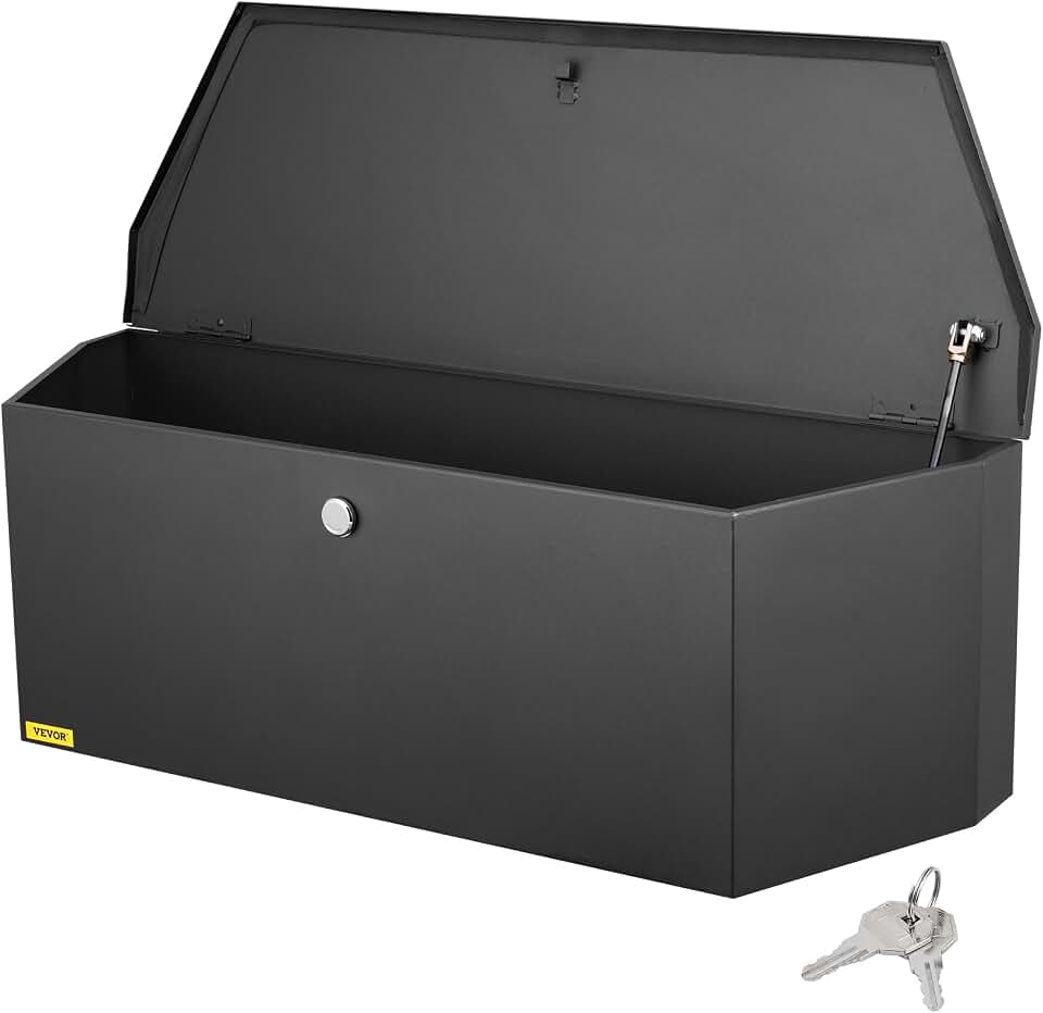 VEVOR Trailer Tongue Box, Heavy Duty Trailer Tongue Tool Box Storage Organizer with Lock &amp; Keys, Utility Tool Chest for Pickup Truck Bed, RV, SUV, Off-Road Vehicle, Steel, 36" x 12" x 12"