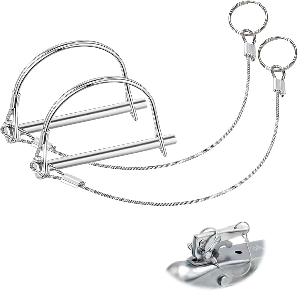 2Pack Locking Pins,Trailer Pin with Anti-Lost Rope Ring,Premium Trailer Hitch Pin,Hitch Locking Pin,Professional Trailer Coupler Pins for Farm Lawn Garden Wagons Towing,Size 1/4" x 3.2"(6.3mm x 80mm)