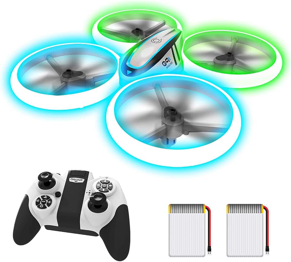 Q9s Drones for Kids,RC Drone with Altitude Hold and Headless Mode,Quadcopter featuring Blue&amp;Green Light,Propeller Full Protect,2 Batteries and Remote Control,Easy to fly Kids Gifts Toys for Boys and Girls