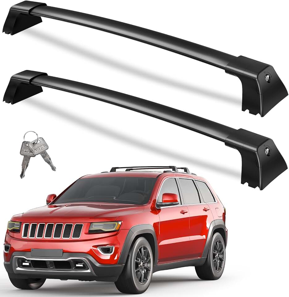 Wonderdriver 300lbs Roof Rack Cross Bars for Jeep Grand Cherokee 2011-2021 | with Grooved Side Rails, Lockable Aluminum Crossbars for Rooftop Cargo Kayak Bike Luggage Snowboard Skiboard Canoe Road Trips