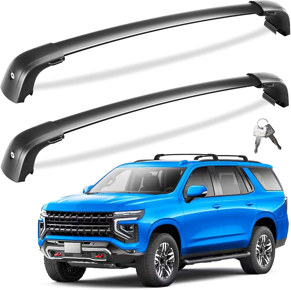 Roof Rack Cross Bars for 21-26 Chevy Tahoe &amp; Suburban &amp; Yukon &amp; Escalade | 2021-2026 Chevrolet Tahoe/Suburban GMC Yukon/Yukon XL, Cadillac Escalade ESV, Lockable 330LBS Roof Rails Crossbars Aluminum