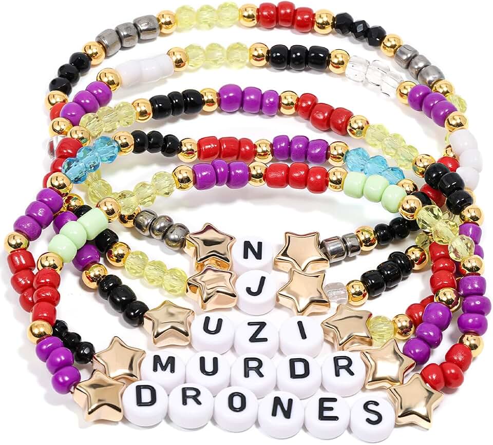 AICase for Murder Merch Gifts Cosplay Inspired Bracelets 5 Pcs Stackable | Stretch Beaded Anime Bracelets uzi Costume Outfit Birthday Jewelry Gifts for Fans Men Women Christmas Stocking_3199