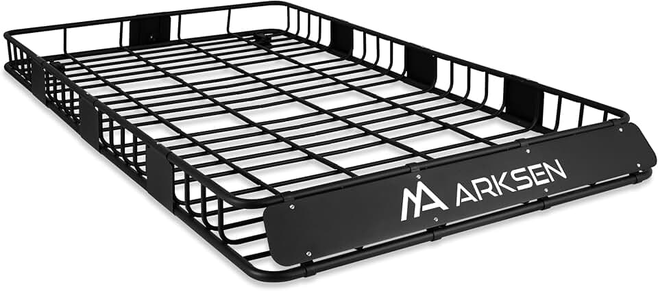 ARKSEN 84" x 50" x 6" Extra Wide Roof Rack Basket with Extension | 150 Lbs, Heavy Duty Universal Rooftop Luggage Carrier for SUV, Truck &amp; Car, Steel Construction
