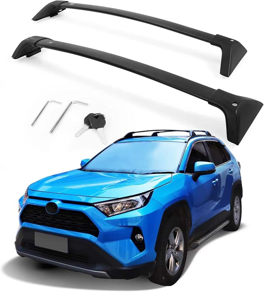 Autekcomma Lockable 260lbs Roof Rack Crossbar for Toyota RAV4 2019-2025 | Not Fit 2024 LE/Adventure/TRD Off-Road/Hybrid Woodland Edition. black Matte Aluminum Anti-Corrosion Crossbar