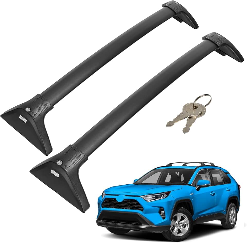 JOYTUTUS 300LBS Roof Rack Cross Bars Compatible with Toyota RAV4 2019-2025 | Fit Factory Side Rail, Lockable Anti-Theft Aluminum Crossbars, Low Wind Noise, Support Rooftop Cargo Bag, Kayak, Bike Recycled Claim Standard Blended