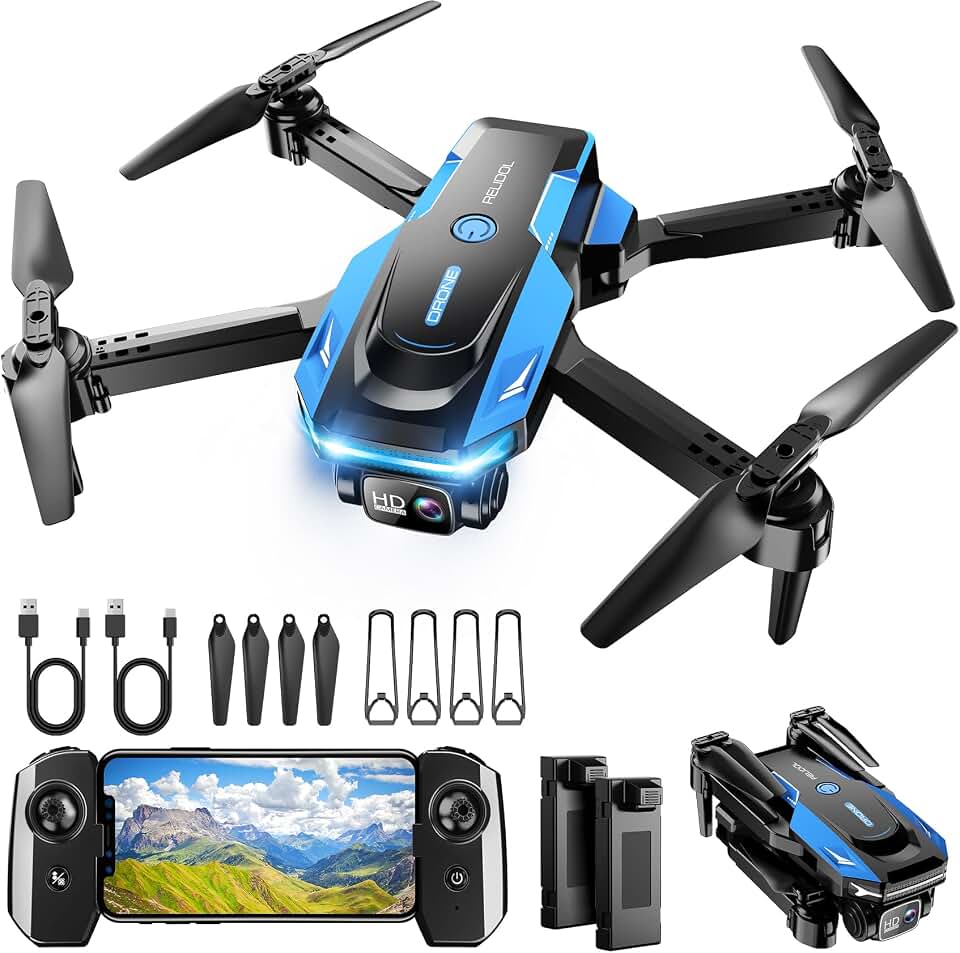 Drone with 1080P Camera - Foldable Remote Control RC Quadcopter FPV Drone | Camera Drone with Gesture Control, 3D Flip, One Key Start, Emergency Stop, 2 Batteries, Toy Drone for Kids Adults Beginners