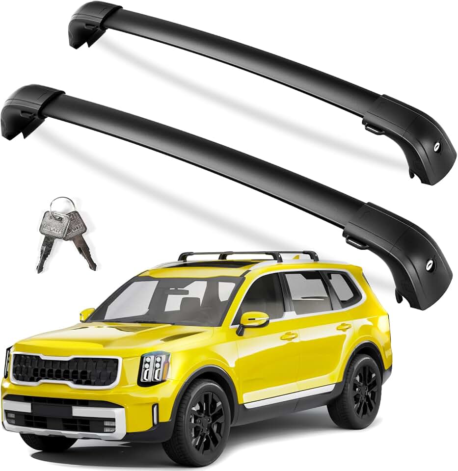 Roof Rack Cross Bars for Kia Telluride 2019-2026 EX S SX SX-Prestige | with Flush Side Rails, Not for X-Line or X-Pro, 300lbs Lockable Aluminum Roof Rails Crossbars Cargo Road Trips Outdoor