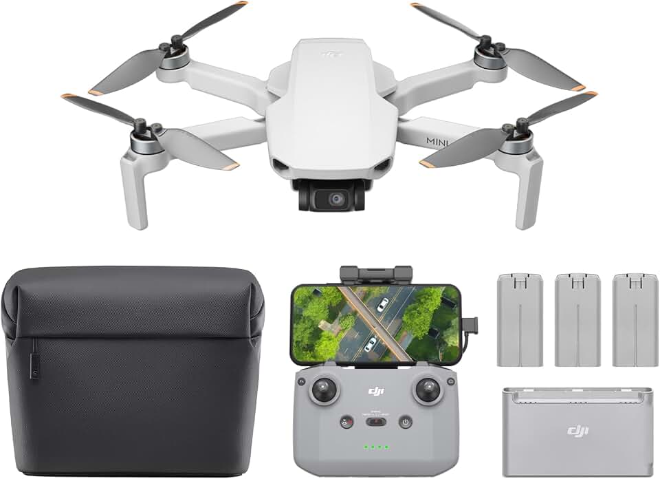 DJI Mini 4K Fly More Combo, Drone featuring 4K UHD Camera for Adults, Under 249 g, 3-Axis Gimbal Stabilization, 10km Video Transmission, Auto Return, 3 Batteries for 93-Min Max Flight Time, QuickShots | Drone with 4K UHD Camera for Adults, 3-Axis Gimbal, 10km Video Transmission, Auto Return, 93-Min Flight Time