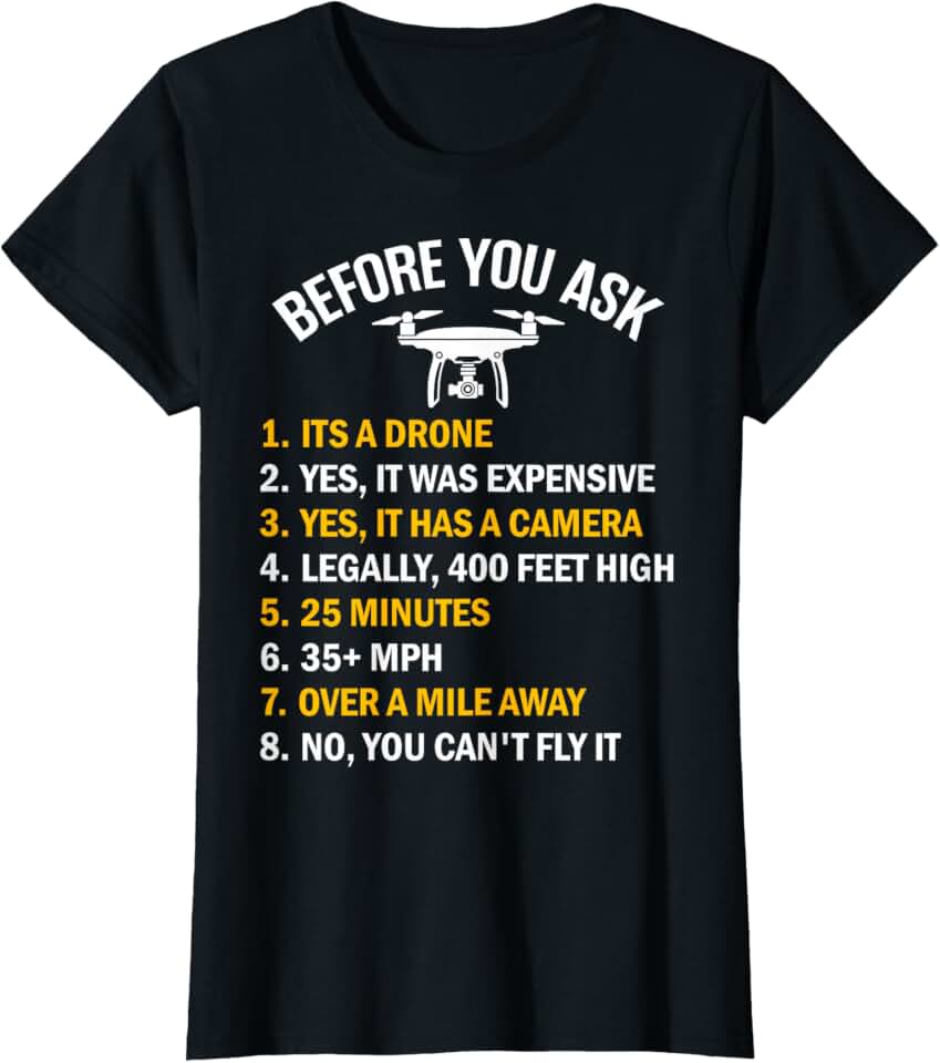 "Before You Ask" Humorous Drone Design T-Shirt