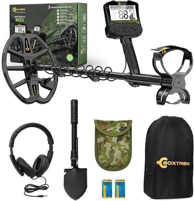 Metal Detector for Adults, Professional with High Accuracy 12" IP68 DD Coil | 12.8" Deep Search Gold Detector, Waterproof Pinpoint, US DSP Chip, Backlit LCD, Foldable - Beach/Outdoor Hunting Gift for Men