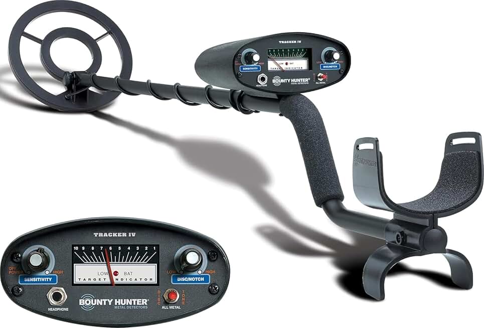 Bounty Hunter TK4 Tracker IV Metal Detector – All-Terrain Gold, Silver, Coin &amp; Relic Finder with 8" Waterproof Coil, 3 Detection Modes – for Adults &amp; Kids – Made in USA