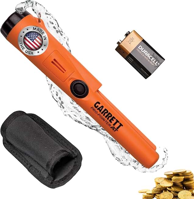 Garrett Pro-Pointer AT Waterproof Metal Detector - Made in The USA - 20ft Submersible, Orange Visibility, High Sensitivity for Nuggets &amp; Small Targets, 3 Levels, Quick Button Adjustment