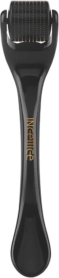 Derma Roller Titanium, Microneedling Roller with 540 Needles, Micro Needle Roller for Men and Women Skincare Tool Home Use - Glossy Black