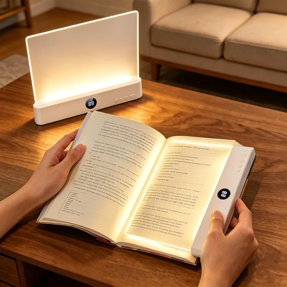 Choudao LED Book Light &amp; Night Light 2 in 1,Dimmable Flat Reading Light | 3 Color Temperatures &amp; Stepless Dimming, USB Rechargeable Full Page Light with Timer for Night Reading in Bed ClimatePartner certified