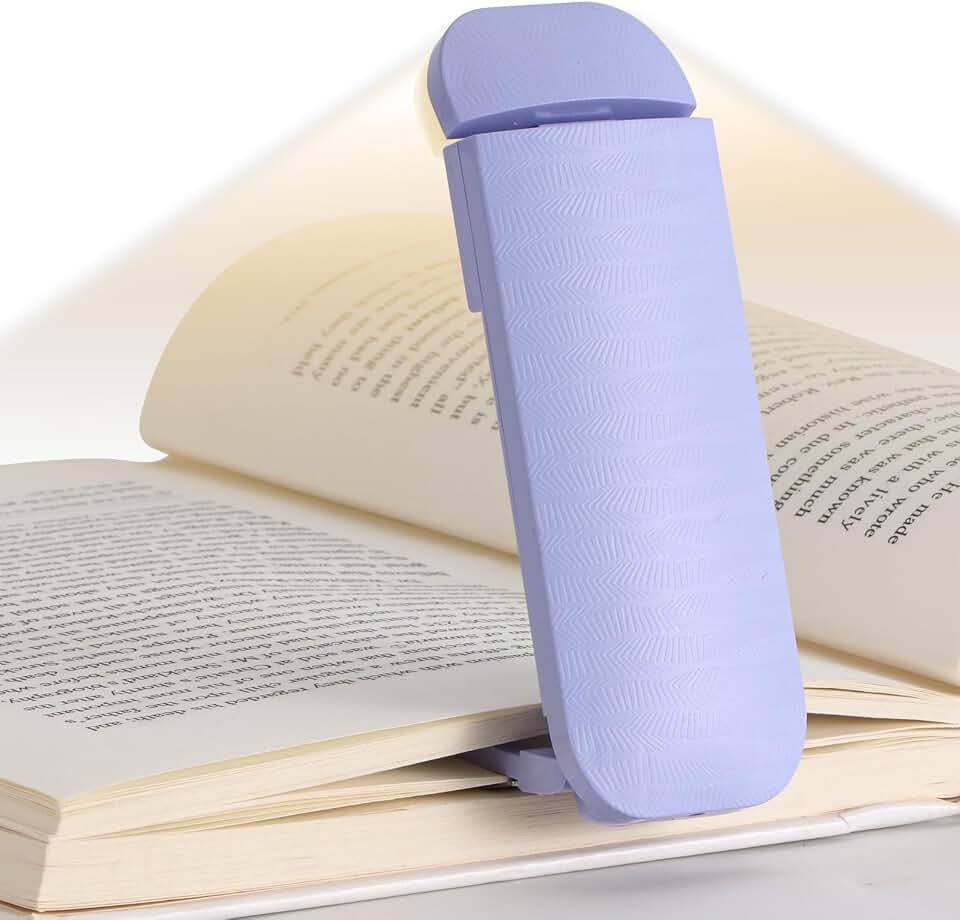 HEMONNKAM Reading Light, Rechargeable Clip-On Book Light for Bed at Night | Eye Caring 3 Color Temperatures &amp; 5 Brightness Levels, Night Use for Bed, Reading at Night in Bed, Long Lasting, Purple